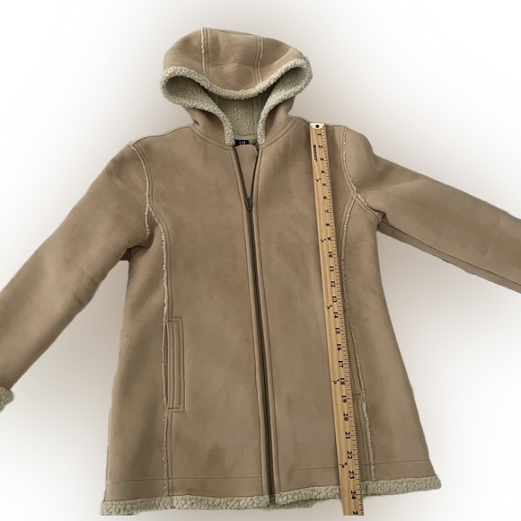 GAP Kids Girl Faux Suede Long Sherpa Hooded Coat Size:XL (12) - Picture 3 of 5
